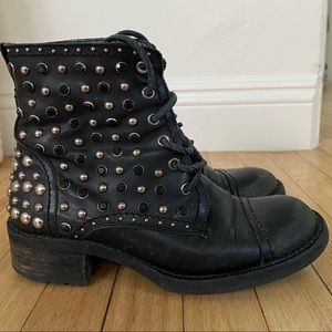 Combat boots with metal studs